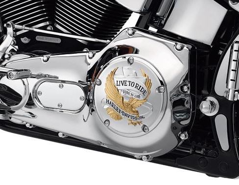 Tapa De Embrague Derby Cover Live To Ride Cromado Y Oro Harley Davidson