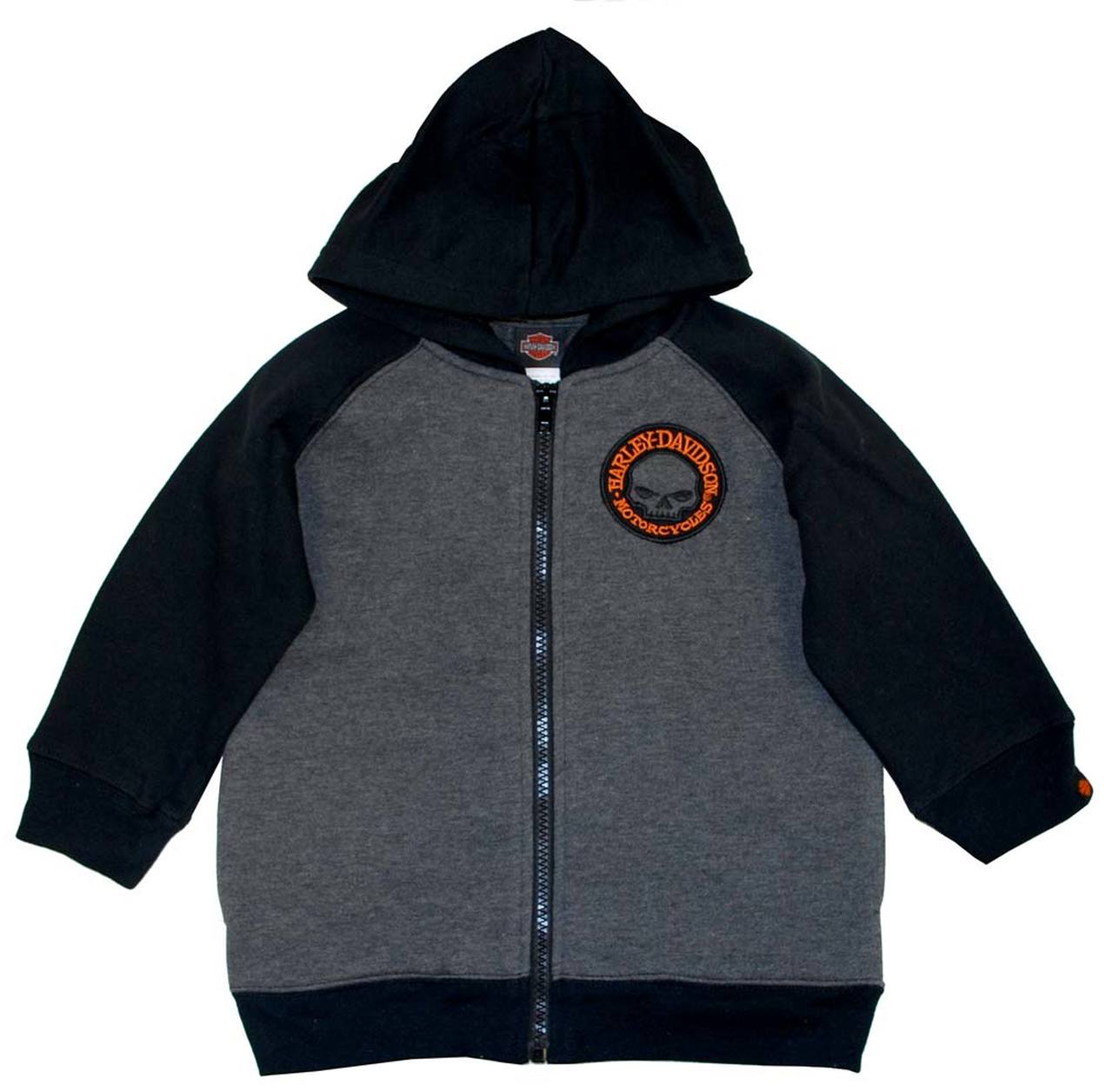 Harley-Davidson Little Boys' French Terry Toddler Zip-Up Hoodie - Black