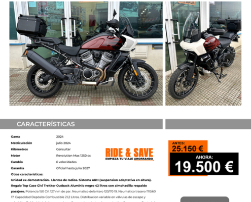 HARLEY-DAVIDSON RA1250SWA PAN AMERICA SPECIAL 2024 - Red Rock y Birch White - OCASIÓN RIDE & SAVE