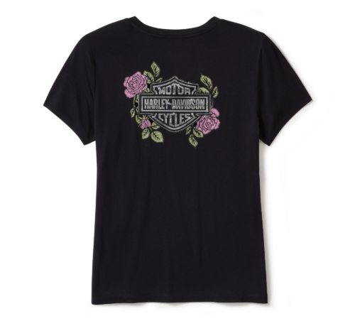 Camiseta Mujer Harley-Davidson® Woman Rose & Thorn Bling V-Neck Tee - Negro - Imagen 2