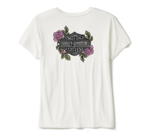 Camiseta Mujer Harley-Davidson® Woman Rose & Thorn Bling V-Neck Tee - Blanco - Imagen 2