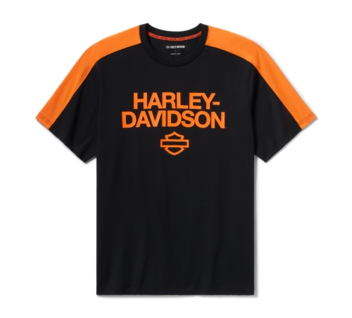 Camiseta Hombre Harley-Davidson® Men H-D TECH Coolmax Tee - Colorblock - Negro/Naranja