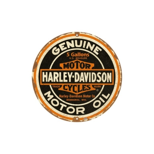 Placa Chapa Metálica Harley-Davidson® H-D Round Metal Sign Genuine Motor Oil