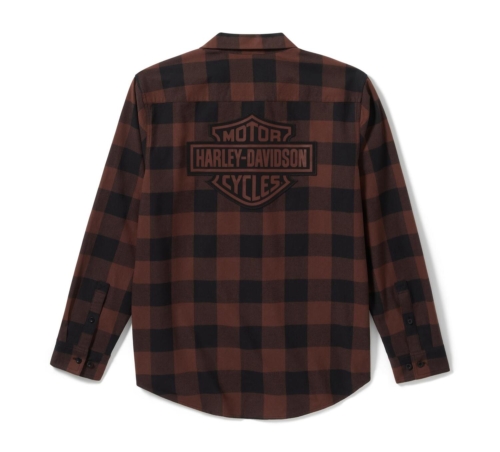 Camisa Hombre Harley-Davidson® Men Bar & Shield Buffalo Check Flannel - Marrón - Imagen 2