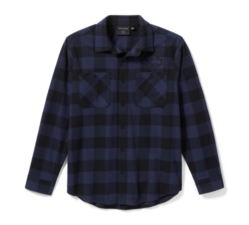 Camisa Hombre Harley-Davidson® Men Bar & Shield Buffalo Check Flannel - Azul