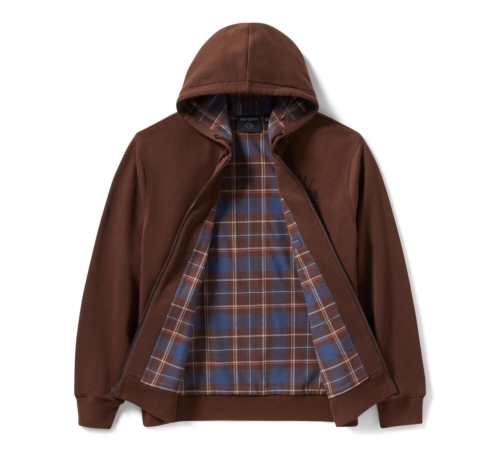 Sudadera Capucha y Cremallera Hombre Harley-Davidson® Men Plaid Lined Zip Hoodie - Marrón - Imagen 3