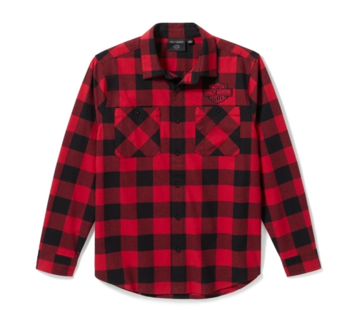 Camisa Hombre Harley-Davidson® Men Bar & Shield Buffalo Check Flannel - Rojo