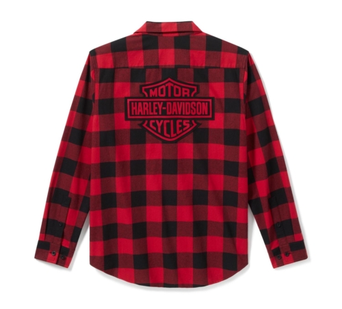 Camisa Hombre Harley-Davidson® Men Bar & Shield Buffalo Check Flannel - Rojo - Imagen 2
