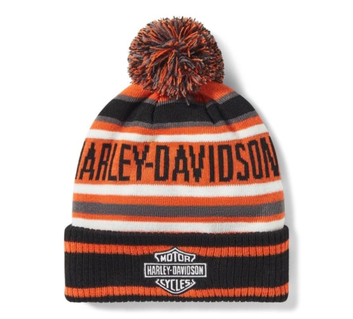 Gorro Harley-Davidson® Stripe Pom Beanie - Naranja