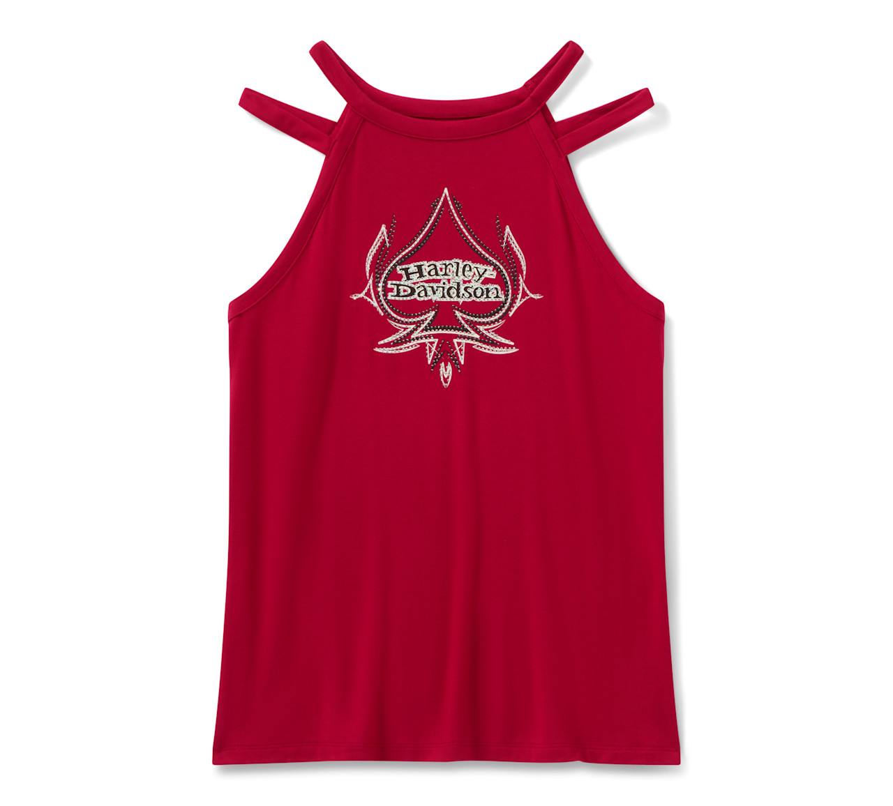 Camiseta Mujer Harley-Davidson® Woman Bling Spades Strappy High Neck Tank - Rojo